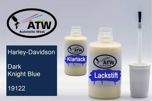 Harley-Davidson, Dark Knight Blue, 19122: 20ml Lackstift + 20ml Klarlack - Set, von ATW Autoteile West.